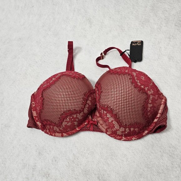 City Chic Other - City Chic Celinda Red Mesh And Lace Push Up Bra 38DDD